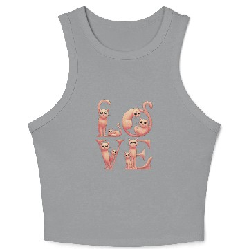 Discover Love Cat peach Crop Tank Top