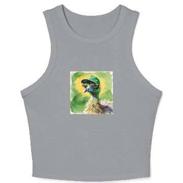Discover Green and Gold Emu Crop Tank Top