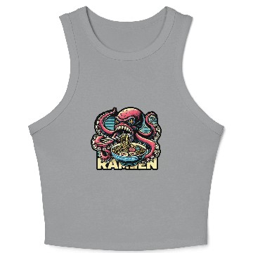 Discover monster octopus eat ramen lover Crop Tank Top