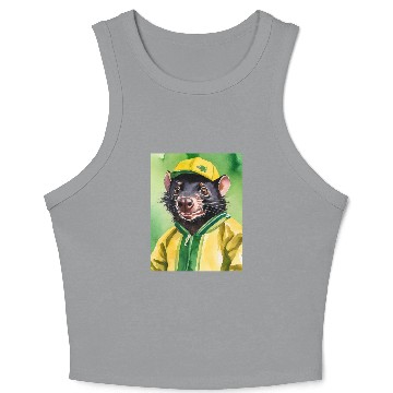 Discover Green and Gold Tassie Devil Crop Tank Top