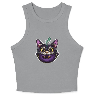 Discover Cat Boiler Cat Witch Halloween Crop Tank Top