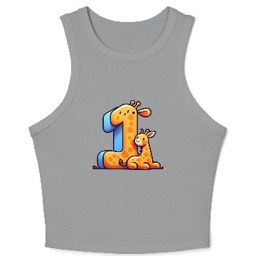 Discover Cheerful Giraffe with Number 1 Design Crop Tank Top