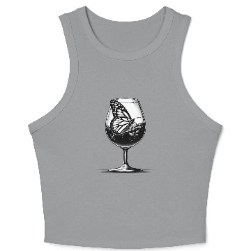 Discover Butterfly in a Wine Glass Crop Tank Top