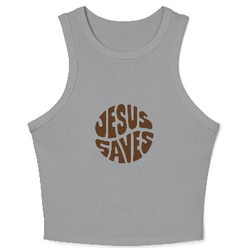 Discover Jesus Saves Text Crop Tank Top