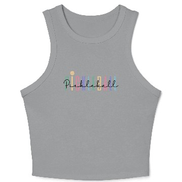 Discover Pickleball Player Colored Bold Text Crop Tank Top
