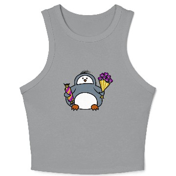 Discover penguin with flowers and sweets Crop Tank Top
