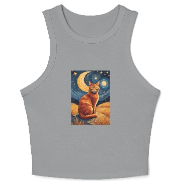 Discover Cat painting red black cat Crop Tank Top