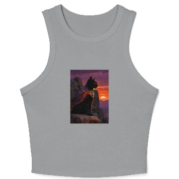 Discover Cat painting red black cat Crop Tank Top