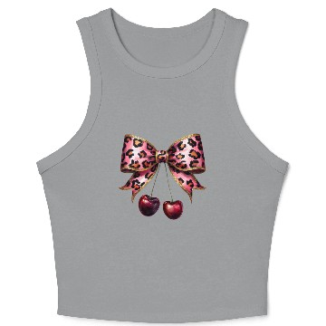 Discover Leopard stylish Print Bow with Cherries Crop Tank Top