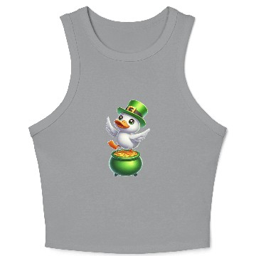 Discover Cute St. Patrick's Day Duck Top Hat Clover Crop Tank Top