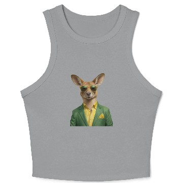 Discover Green and Gold Kangaroo 7 Crop Tank Top