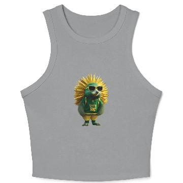 Discover Green and Gold Echidna 3 Crop Tank Top