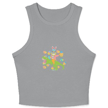 Discover Cat Easter Bunny Riding Trex Egg Hunt Dinosaur Crop Tank Top