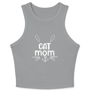 Discover Cat Mom Whisker Design Crop Tank Top
