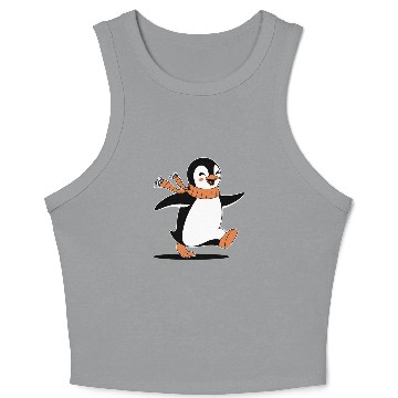 Discover Happy Penguin Running Jogging Adventure Crop Tank Top