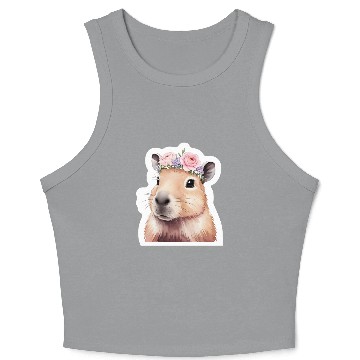 Discover Capybara with Flowers Crop Tank Top