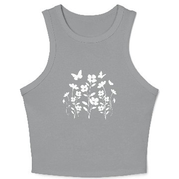 Discover Flowers and Butterflies Crop Tank Top