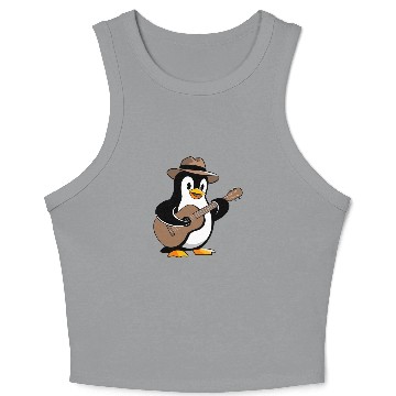 Discover Penguin Playing Guitar with Hat Crop Tank Top