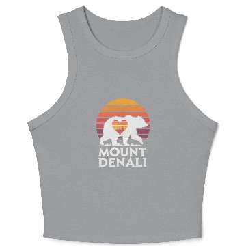Discover Retro Mount Denali Bear Sunset Art Crop Tank Top