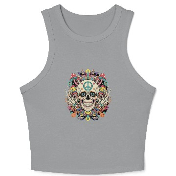 Discover Psychedelic Skull Art Crop Tank Top