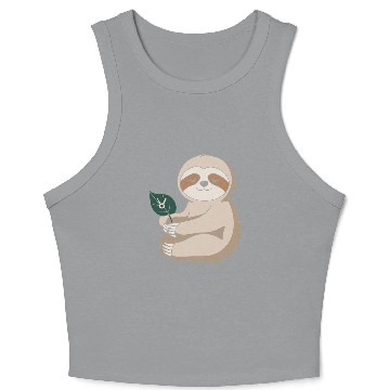 Discover Taurus Zodiac Sloth Holding Leaf Crop Tank Top