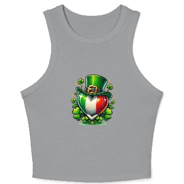 Discover Shamrock Heart Hat Love Crop Tank Top