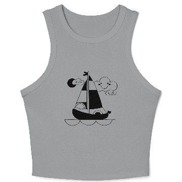 Discover Sailing Cartoon Style Crop Tank Top