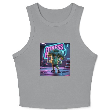 Discover Cartoon Broccoli Gym Crop Tank Top