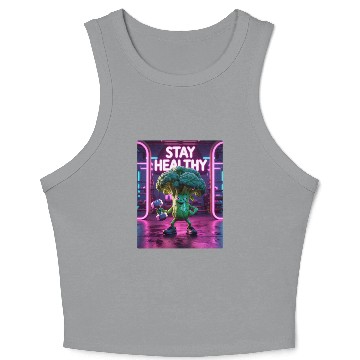 Discover Broccoli Gym Workout STAY HEALTHY Crop Tank Top