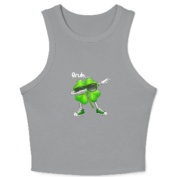 Discover Bruh Dabbing Shamrock - Funny St Patricks Day Crop Tank Top