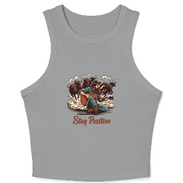 Discover Fearless Cowboy: Retro Western Comic Art Crop Tank Top