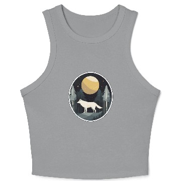 Discover Lone Wolf Under Moonlit Sky Crop Tank Top