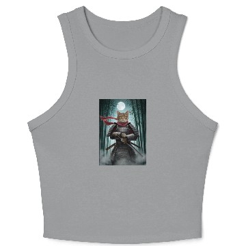 Discover Japanese Cat Samurai Cat Crop Tank Top