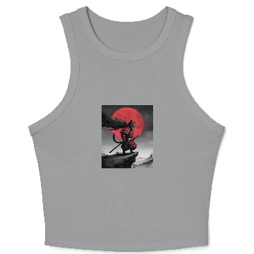 Discover Japanese Cat Samurai Cat Crop Tank Top