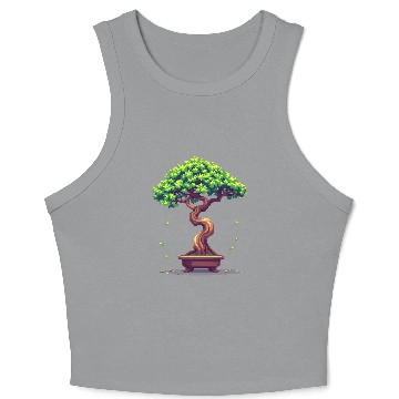 Discover Pixel Bonsai Tree – Retro Nature Serenity Crop Tank Top