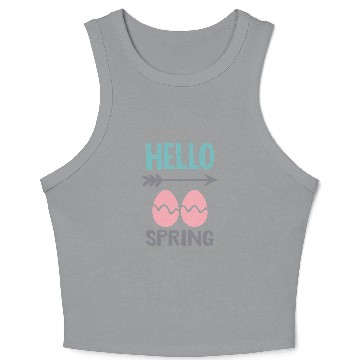 Discover Hello Spring - Spring Design with Easter Eggs Crop Tank Top