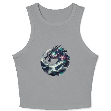 Discover Zen Black Chinese Dragon Crop Tank Top