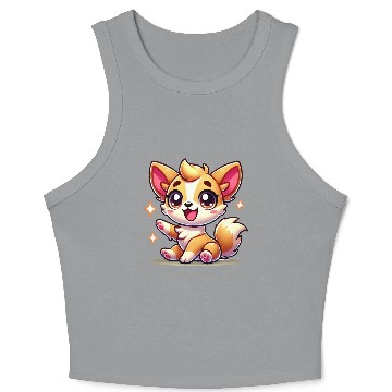 Discover Charming Fox Cub Cartoon Design Crop Tank Top