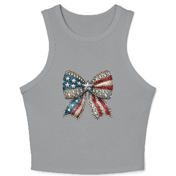 Discover Patriotic Rhinestone Bow Crop Tank Top