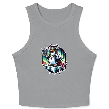 Discover Viking Penguin Conquering Northern Lights Crop Tank Top