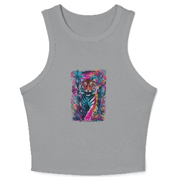 Discover Psychedelic Tiger in Vibrant Jungle Design Crop Tank Top