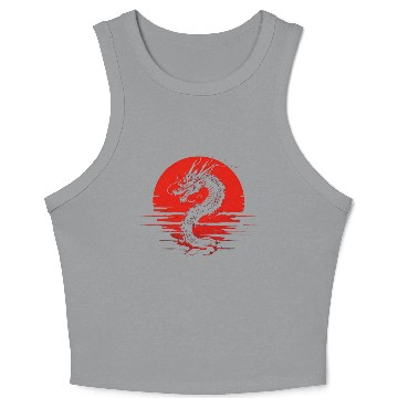 Discover Dragon Rising Under the Blood Moon Crop Tank Top
