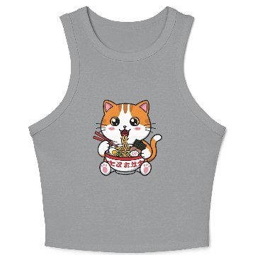 Discover Kawaii Ramen Cat Crop Tank Top