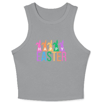 Discover Colorful Easter Bunny Greeting Crop Tank Top