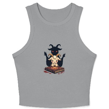 Discover Cute Demonic Goat with Occult Spellbook Crop Tank Top