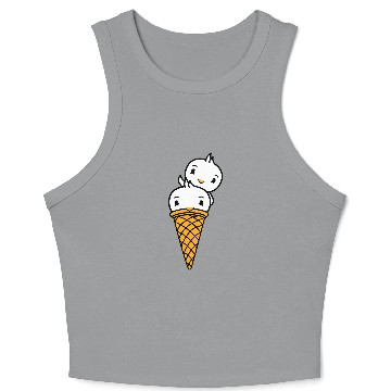 Discover Two Birds Ice Cream Waffle Scoops Greeting Waving Crop Tank Top