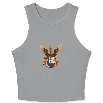 Discover Flaming Guitar with Wings – Rock & Roll Crop Tank Top
