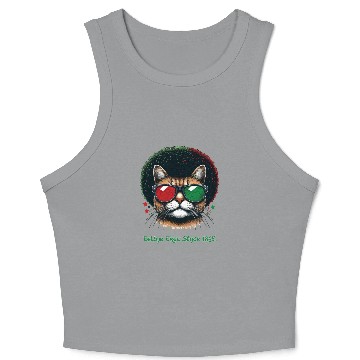 Discover Feline Free Since 1865, Afro Cat Juneteenth Design Crop Tank Top