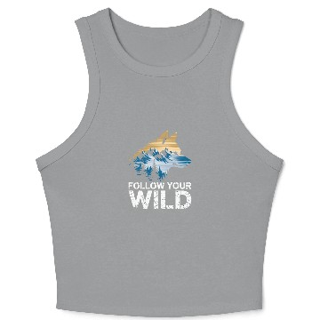 Discover Follow Your Wild Adventure Mountain Wolf Crop Tank Top