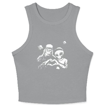 Discover Bigfoot and Alien Making Heart Hands Crop Tank Top